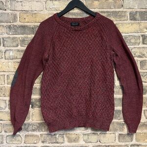 RW&CO Men's Maroon cotton sweater elbow patches medium knit business casual